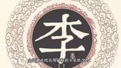 全国最大姓氏排行榜:王、李、张、刘、陈、杨、赵、黄、吴