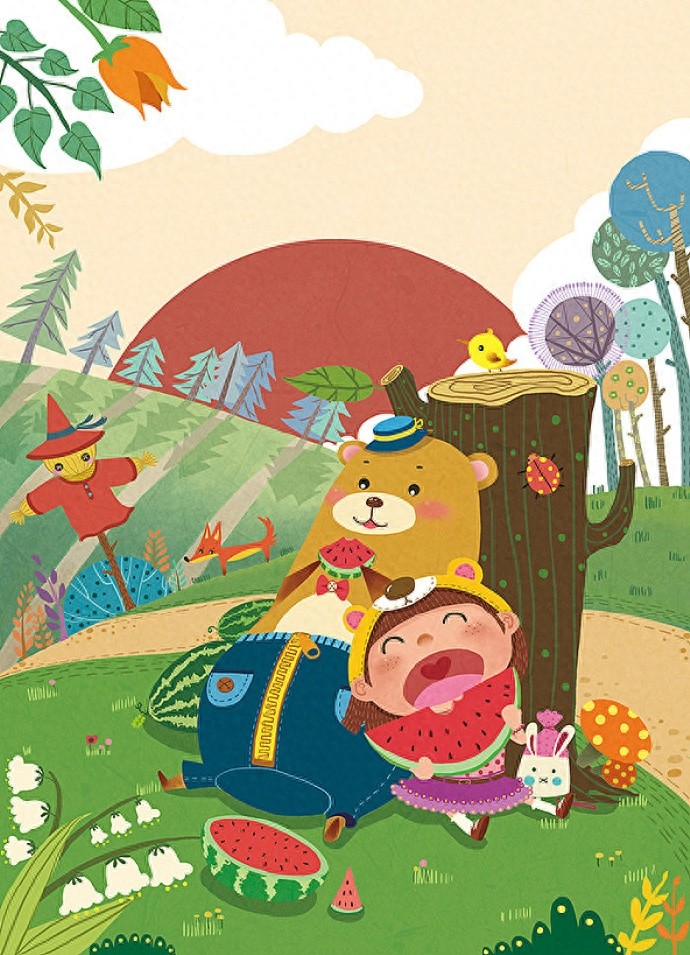 色彩丰富，形象可爱，一组超好看的森系插画作品