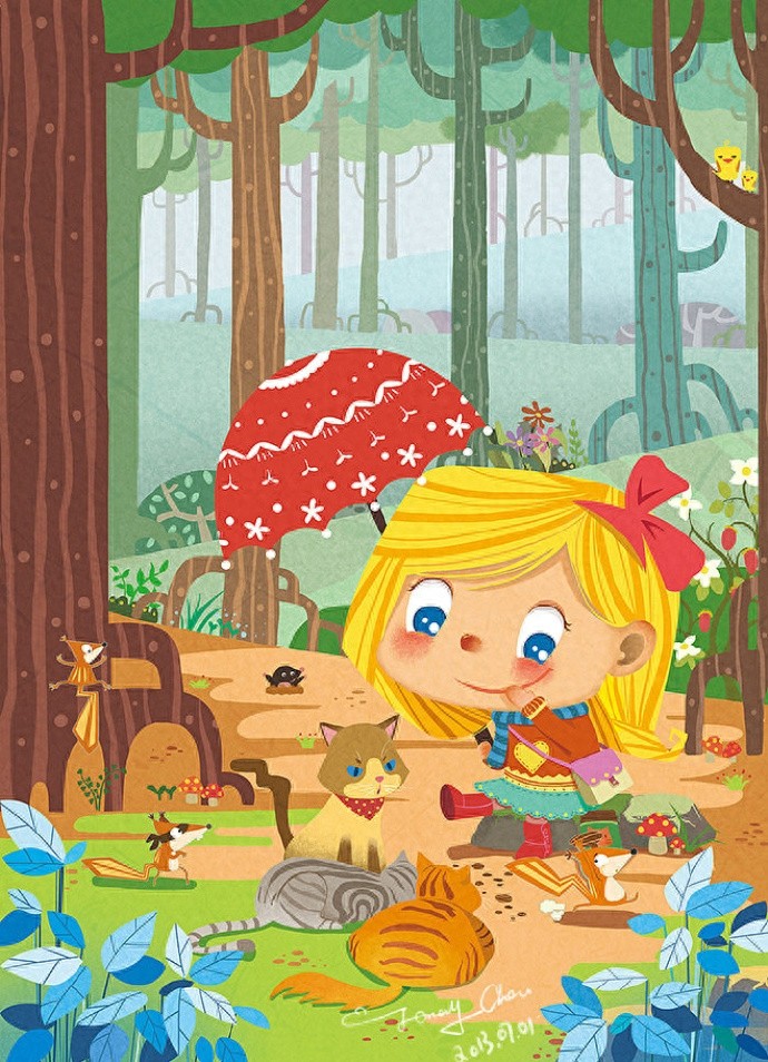 色彩丰富，形象可爱，一组超好看的森系插画作品